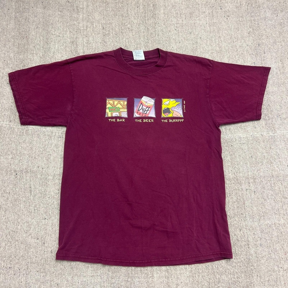 Vintage The Simpsons Shirt Mens XL Red 1990s Barfly Barney